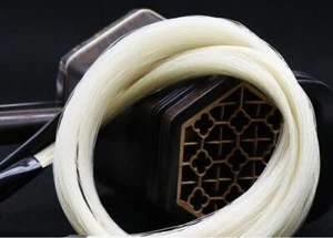 32'' Length Natural White Horse Mongolia Tail Violin Viola Cello Erhu Bow Hairs - Picture 1 of 7