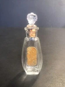 Antique Glass perfume bottle/Art Nouveau/Crown Stopper/Fleur De Lis/Lily Flower - Picture 1 of 11