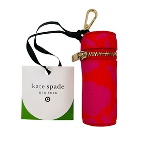 Canvas Kate Spade Target Lipstick Holder Bag Charm In Hand Red Pink Floral - Picture 1 of 7