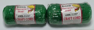 NOS Bonnie Macrame Braid Craft Cord 6MM / 50 YDS Green Pepperell Lot of 2 - Picture 1 of 6