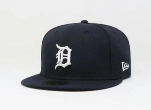 New Era 59Fifty Men Women Cap Detroit Tigers On Field Small Logo Navy Blue Hat - Picture 1 of 5