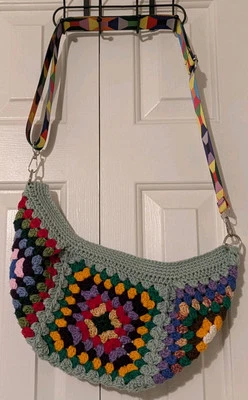 Riñonera/Hobo Bolso Cinturón Hecho a Mano Crochet Cuadrados, Nuevo Foto 1 de 4