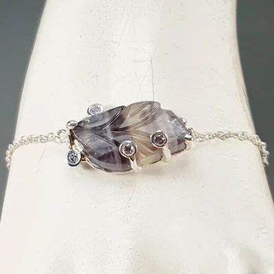 Jewellery Natural Fluorite Bracelet 925 Sterling Silver 8.5"/BR13698 - Image 1 of 4