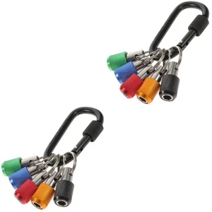 2 Sets bunt gerändelt Schlüsselanhänger Karabiner Bithalter Bits Schraubendreher Halter - Bild 1 von 12