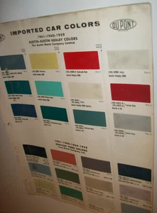 1959 1960 1961 Austin Healey 3000 Sprite A-40 DuPont auto paint chips set - Picture 1 of 1
