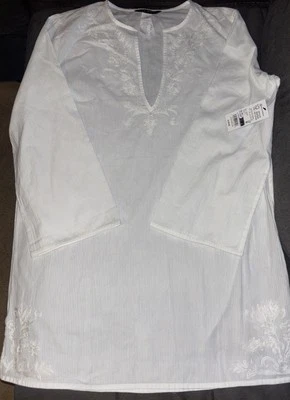 Túnica Ralph Lauren🏊 Bordada Blanca Punto de Cadena Natación Cubre Talla Grande $125 Foto 1 de 4