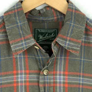 WOOLRICH LANGARM HEMD BRAUN GRAU ORANGE BLAU KARIERT LEICHTE BAUMWOLLE M - Bild 1 von 6