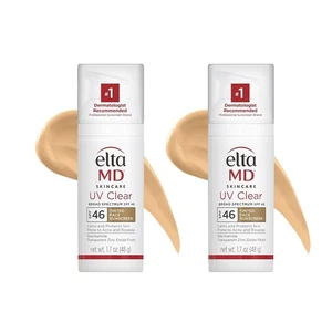 2er Pack EltaMD UV Clear Face Sonnencreme LSF 46, getönter Gesichts-Sonnenschutz, Zinkoxid - Bild 1 von 9