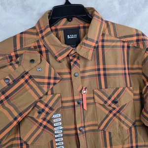 5.11 Tactical Gunner Plaid L/S Shirt Mens XL Extra Large Brown Orange new - Picture 1 of 8