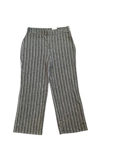 Nuovo con etichetta! Pantalone JM Collection argento elasticizzato righe metallizzate gamba larga pull on 0X 12W - Foto 1 di 8