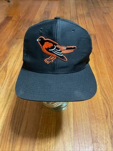 Vintage Baltimore Orioles Plain Logo Black Dome Snapback Cap Hat 90s VTG MLB Y2K - Picture 1 of 11