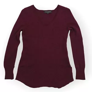 Maglione Ralph Lauren Black Label marrone aderente a maglia collo a V 100% cashmere taglia S - Foto 1 di 15