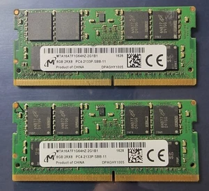 Micron PC4-17000 PC4 2133P 16GB 2X8GB DDR4 2RX8 2133MHz 260pin Laptop Memory - Picture 1 of 1