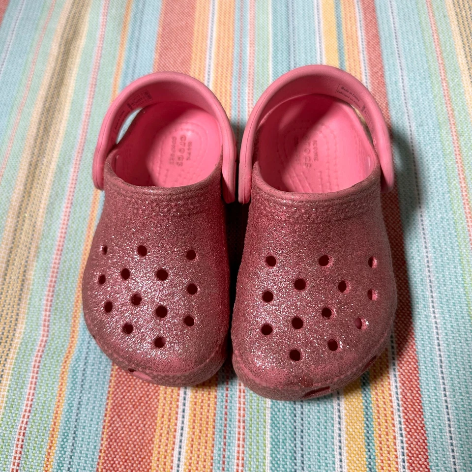 Crocs Pink Sparkle Glitter Toddler Clog Size Child 6 - Image 1 of 2