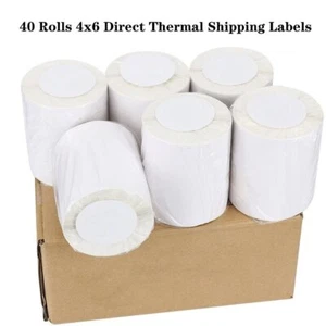 40 Rolls 4x6 Direct Thermal Shipping Labels for Zebra 2844 Eltron ZP450 Labels - Picture 1 of 9