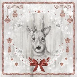 Weihnachtsservietten HIRSCH AUF HOLZ 20 Lunchservietten Decoupage Papierservietten Basteln - Bild 1 von 1