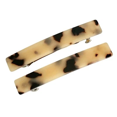 Juego de 2 pasadores de pelo acrílico confeti negro beige estilo clip francés Foto 1 de 4