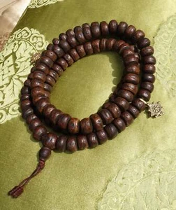 Dark Bodhi Seeds Mala From Swayambhunath IN Nepal With Counter 95cm - Imagen 1 de 4