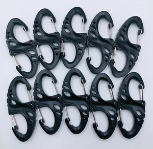 10pcs Plastic Carabiner Clips Medium Double S Dual Spring Metal Snap 2.75"x1.2" - Picture 1 of 2