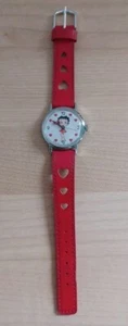 Vintage Betty's Store Herzuhr rot Kunstlederband 80er Jahre Stil ohne Batterie - Bild 1 von 13