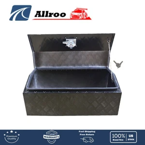 30 Inch Black Aluminum Truck Pickup Tongue Tool Box Cuboid with Lock and Key - Picture 1 of 9