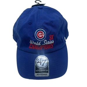 MLB Chicago Cubs World Series Champions 3X Adjustable Blue Baseball Hat Cap New - Picture 1 of 7