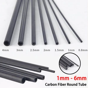 Black Carbon Fiber Rod Dia 1mm - 6mm Hollow Round Tube Bar Shaft For RC Airplane - Picture 1 of 9