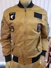 FRIED DENIM NYC Gold Bomber Flight Military Army Air Force Jacket Large