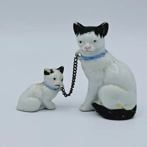 Vintage Ceramica Catena Madre e Gattino Giappone Gattino Orecchio è scheggiato - Foto 1 di 8