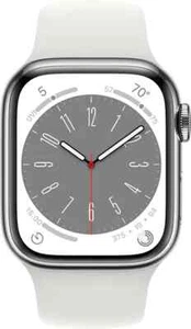Apple Watch Series 8 41mm Silber Edelstahlgehäuse + Weißes Sportarmband - Bild 1 von 3