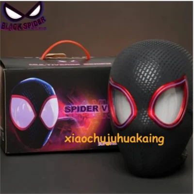NEW Black Spider Mask Moving Eyes Cosplay Prop Remote Control Ring - Image 1 of 4