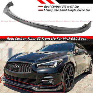 FOR 2014-2017 INFINITI Q50 BASE PREMIUM CARBON FIBER FRONT BUMPER LIP SPLITTER - Picture 1 of 5