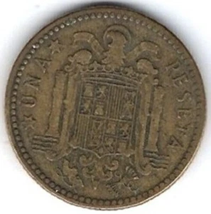 Münze 1 Peseta 1947 - Spanien - Francisco Franco - REF 5335 - Historisch - Bild 1 von 2