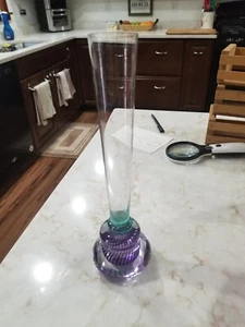 Vintage Kosta Boda Tall 11.5" Table Bud Vase Clear Green Purple Home Decor - Picture 1 of 4
