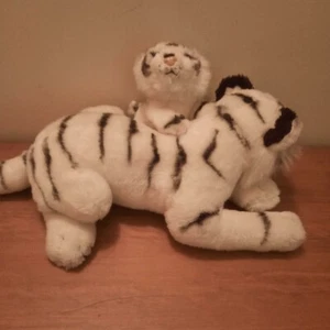 Korimco White Tiger With Baby Cub On Back Plush Stuffed Animal Toy 22" In... - Picture 1 of 4