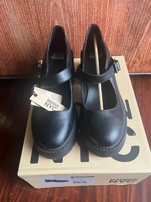 Madden NYC Lug Maryjane Heels Black With/Adjustable Straps Size 9 New in Box - Image 1 of 4