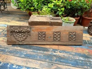 1700' Old Ancient Wooden Hand Carved Floral Carved Fine Door Wall Panel - Picture 1 of 13