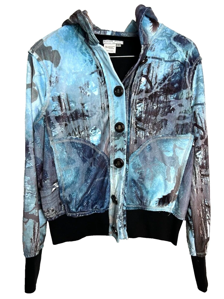 Alberto Makali Jacket Womens S Faux Fur Tree Forest Warm Hooded Button Up Pocket - Imagem 1 de 4