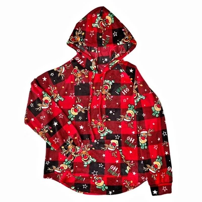 Sudadera con Capucha No Boundaries Navidad Pullover Niña XL 16-18 Rojo Vacaciones Rudolph Suave Foto 1 de 4