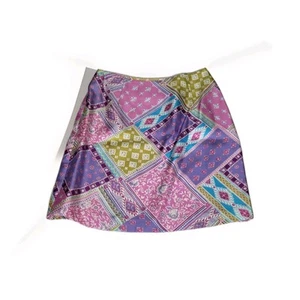 Boston Proper EUC Damen 100 % Seide Pastell Patchwork Rock Größe 2 Urlaub Boho - Bild 1 von 9