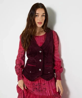 Joe Browns Burgundy Women's Size 12-16 Freya Cord Waistcoat - Image 1 of 4