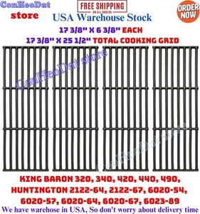 4 Cast Iron Cooking Grid Grates For Huntington Broil King Baron 340 420 440 490 - Picture 1 of 8