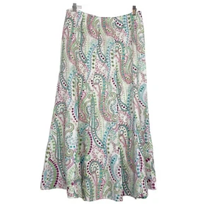 Y2K Relativity Linen Maxi Skirt Size 12 / L Multicolor Paisley Fairycore A-Line - Picture 1 of 6