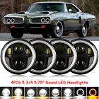 4PCS 5 3/4 5.75" Round LED Headlights Halo DRL Hi/Lo For 1959-1974 Dodge Coronet