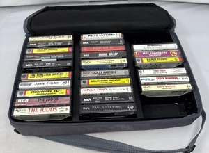 Vintage Lot of 26 Cassette Tapes & Case Logic Soft Sided Carry Case - Picture 1 of 15