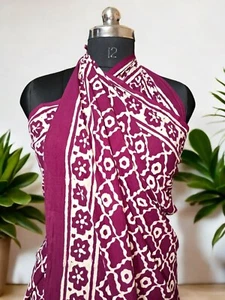 Sarongs Hand Block Print Cotton Women's Sarong - Beach Cover Up Pareo, Swimwear - Picture 1 of 5