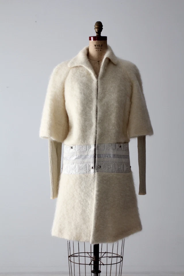 Mayle Abrigo Mohair Fritza Marfil Vestido Abrigo Punto Mangas Talla 4 Foto 1 de 4