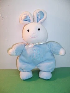 Prestige Toys -  My First Bunny - White/ Blue - Rattle Plush Toy 10" VG  HTF - Picture 1 of 4