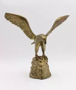 Vintage Large Brass - Bronze Eagle On Rock Outcropping Sculpture - 12" tall 5lbs - Picture 1 of 13