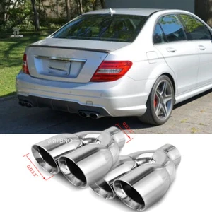 2X Dual Exhaust Tip 2.5"In 3.5"Out Weld-On For Mercedes AMG W205 W204 W212 W222 - Picture 1 of 13
